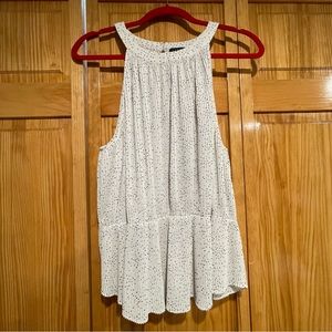 Peplum pleated blue polkadot blouse